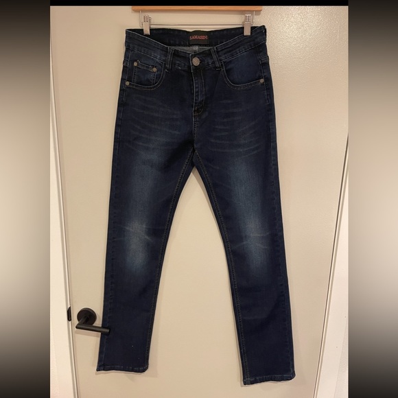 NWT Lamasini - Dark Blue Slim Jeans Size 30 X 32 - Picture 1 of 9
